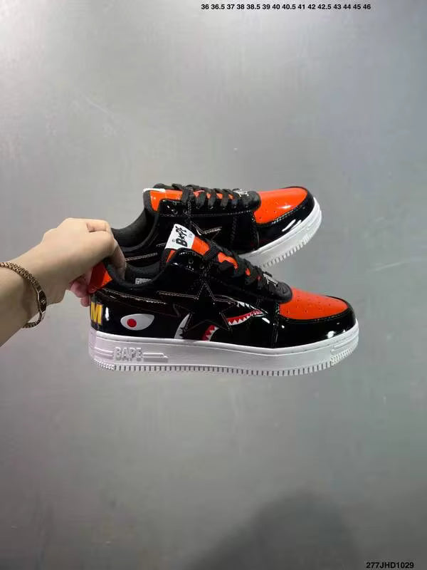 A BATHING APE Bape Casual Sneakers, Colorblock Star Pattern Glossy Leisure Shoes